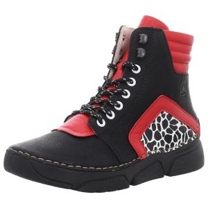 Stiefeletten - Rieker - schwarz/rot kombi