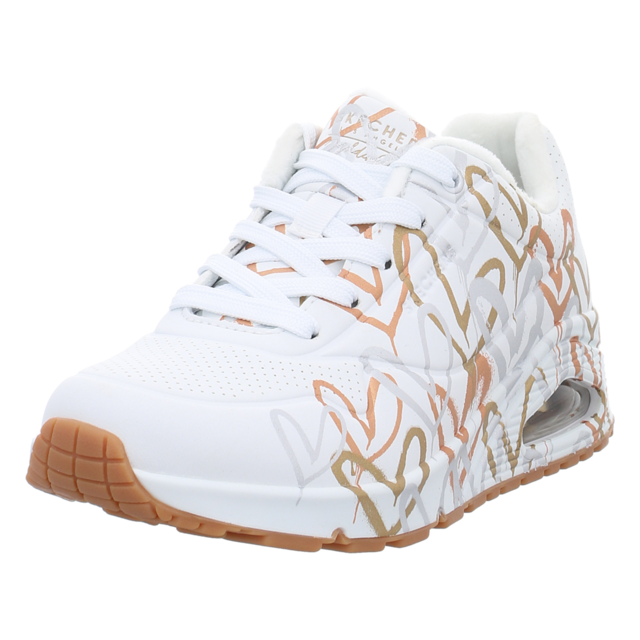 Skechers - 155523 WTGD - Uno Metallic Love - white and multi metallic heart print - Sneaker