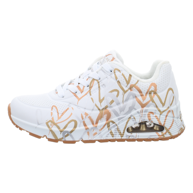 Skechers - 155523 WTGD - Uno Metallic Love - white and multi metallic heart print - Sneaker
