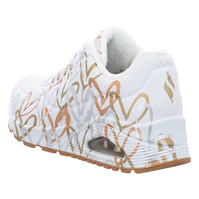 Skechers - 155523 WTGD - Uno Metallic Love - white and multi metallic heart print - Sneaker