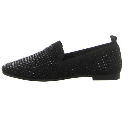 Slipper - La Strada - black knitted + stones