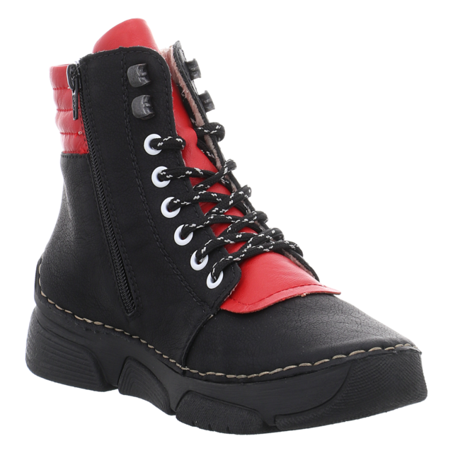 Rieker - 45904-00 - 45904-00 - schwarz/rot kombi - Stiefeletten