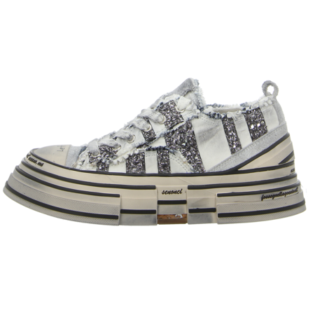Sneaker - Rebecca White - white+glitter grey